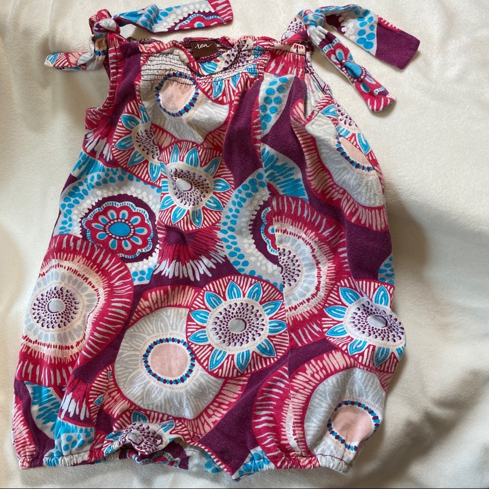 Tea Coll. Baby Girl Shoulder-Tie Romper 12-18M